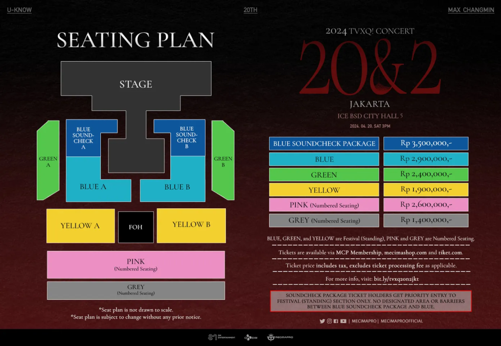 seat plan dan price list konser tvxq di jakarta setelah 5 tahun lamanya